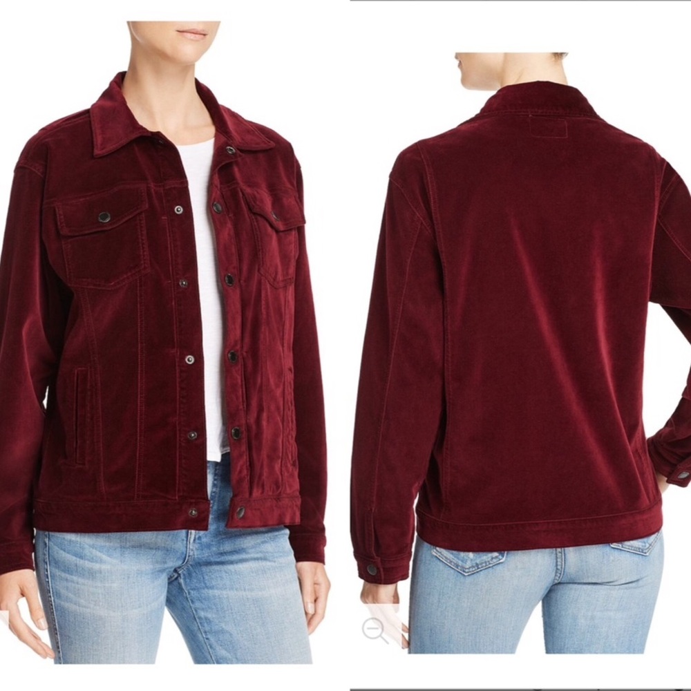 Hudson Trucker Jacket Velvet finish Maroon Small